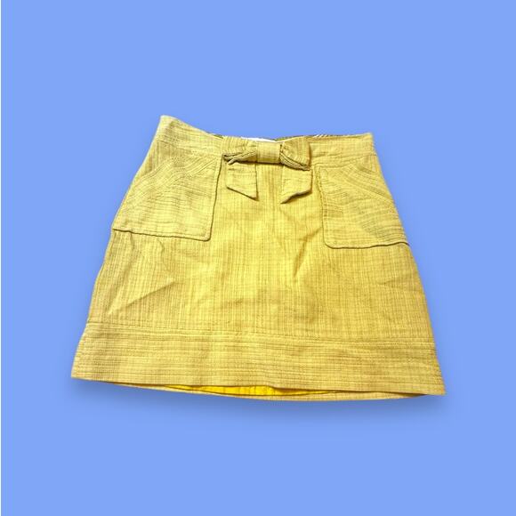 Milly of New York Y2K Cotton Silk Chartreuse Green Career Mini Skirt Size 2 - Picture 1 of 9